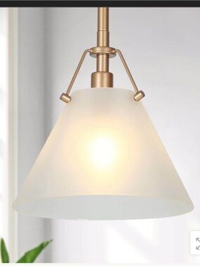 New Hebe Frosted Glass Cone Pendant Light in matte gold